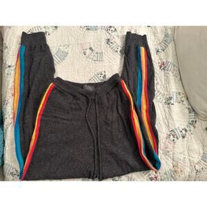 WYSE LONDON RAINBOW STRIPE CASHMERE JOGGERS